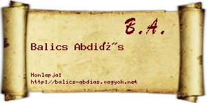 Balics Abdiás névjegykártya